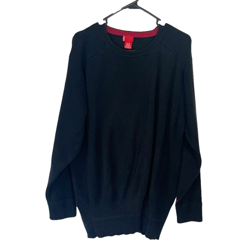 Levi's Men's Black Crew Neck Knit Sweater Ribbed Sleeves Size‎ XL